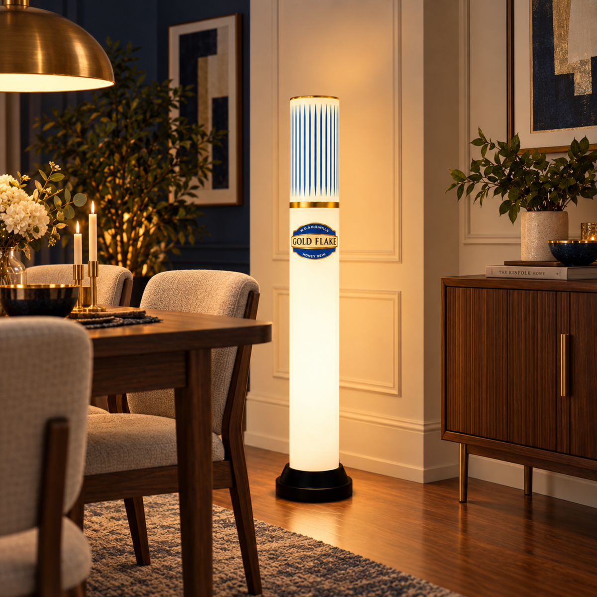 Gold Flake Blue Lamp