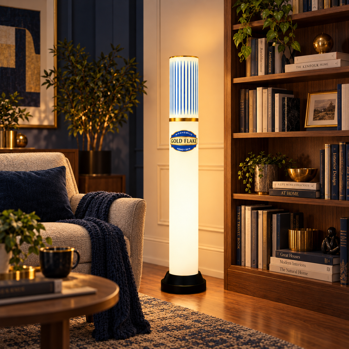 Gold Flake Blue Lamp