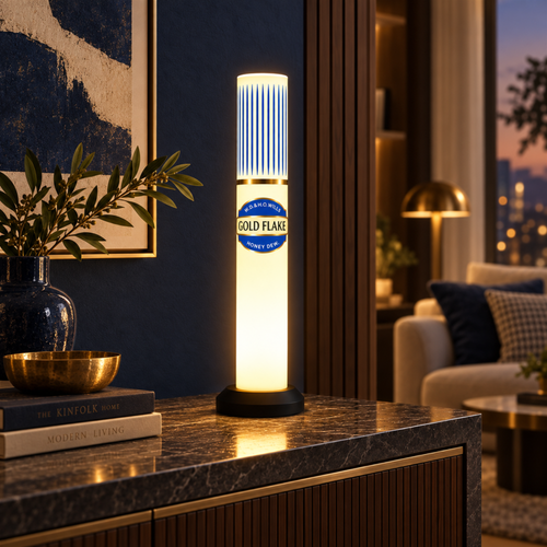 Gold Flake Blue Tube Lamp -35 cm