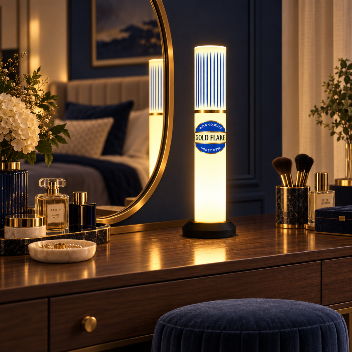 Gold Flake Blue Lamp