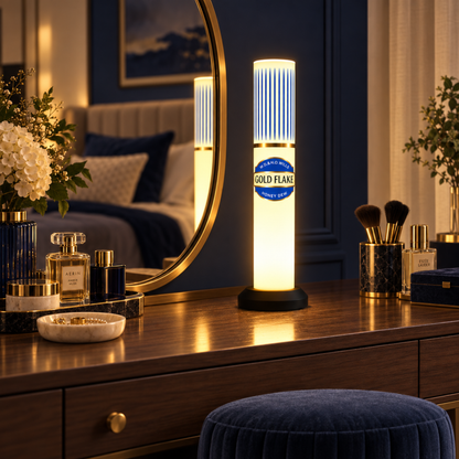 Gold Flake Blue Tube Lamp -35 cm