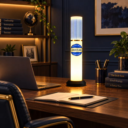 Gold Flake Blue Tube Lamp -35 cm