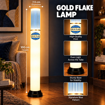 Gold Flake Blue Tube Lamp - 100 cm