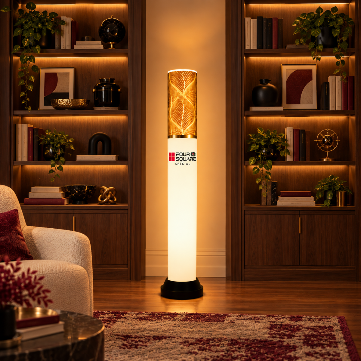 Four Square Special Golden Tube Lamp - 65 cm