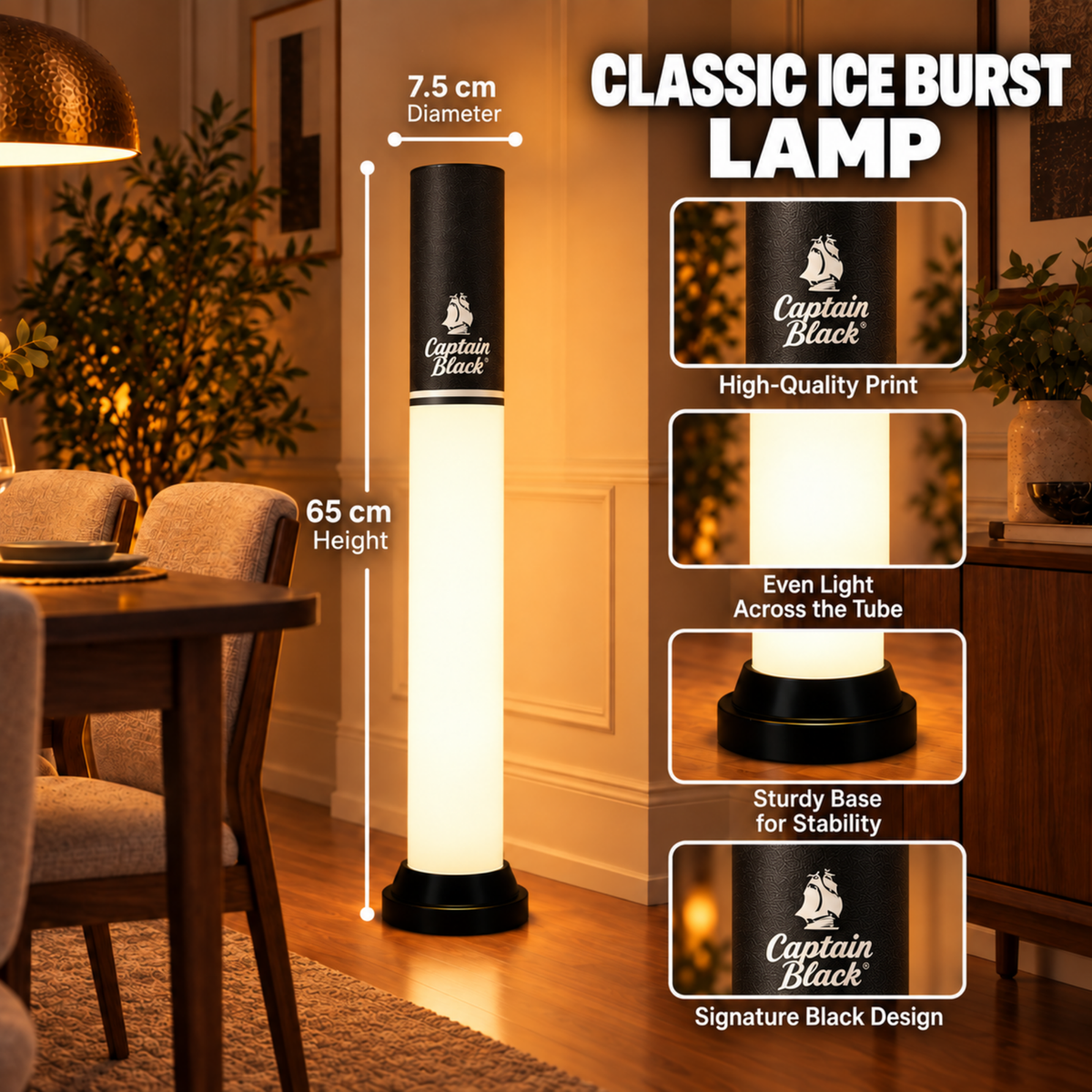 Captain Black Tube Lamp - 65 cm