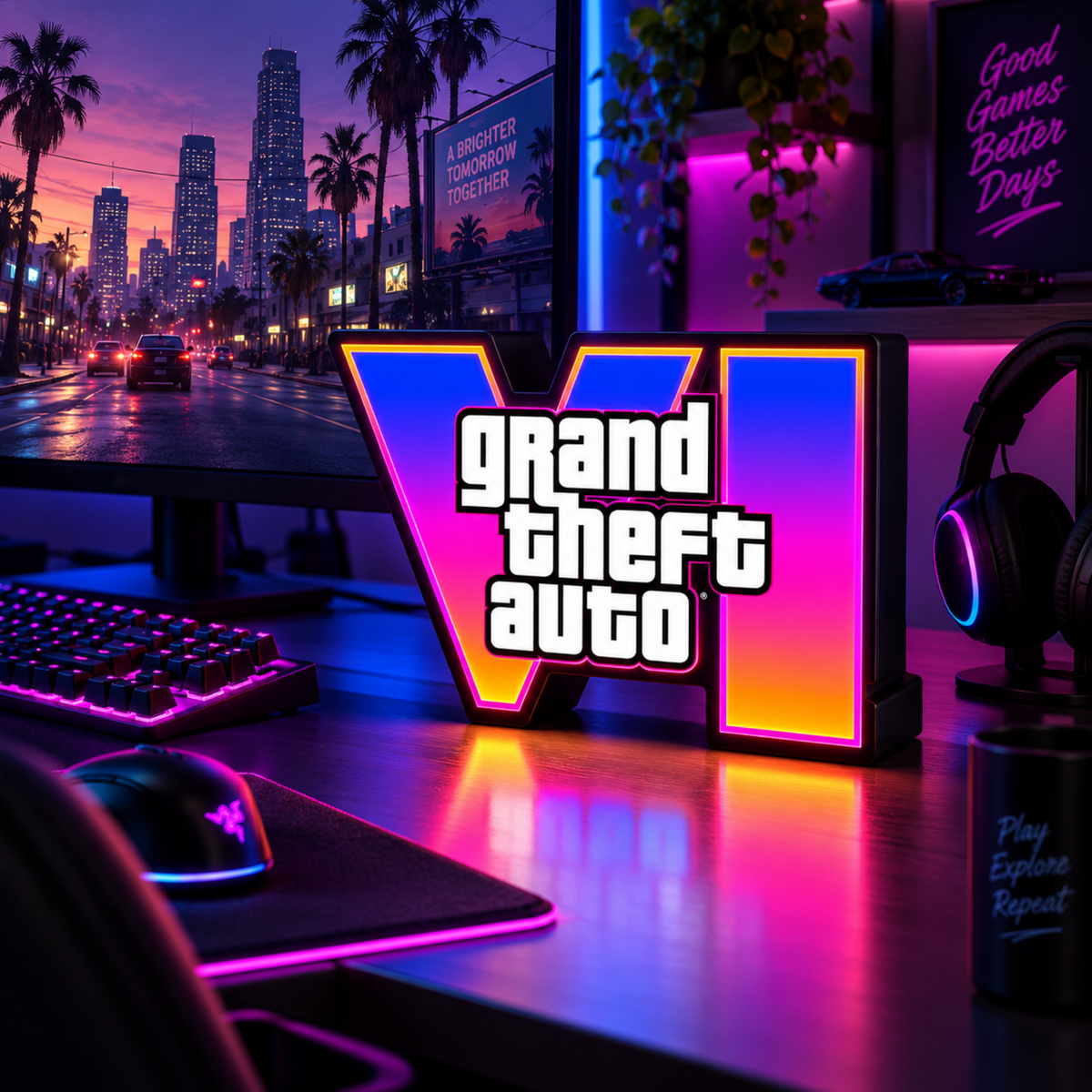 Grand Theft Auto VI Inspired LED Lamp
