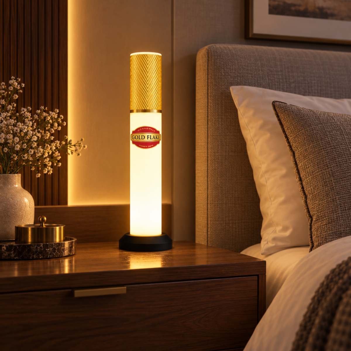 Gold Flake Golden Tube Lamp - 35 cm