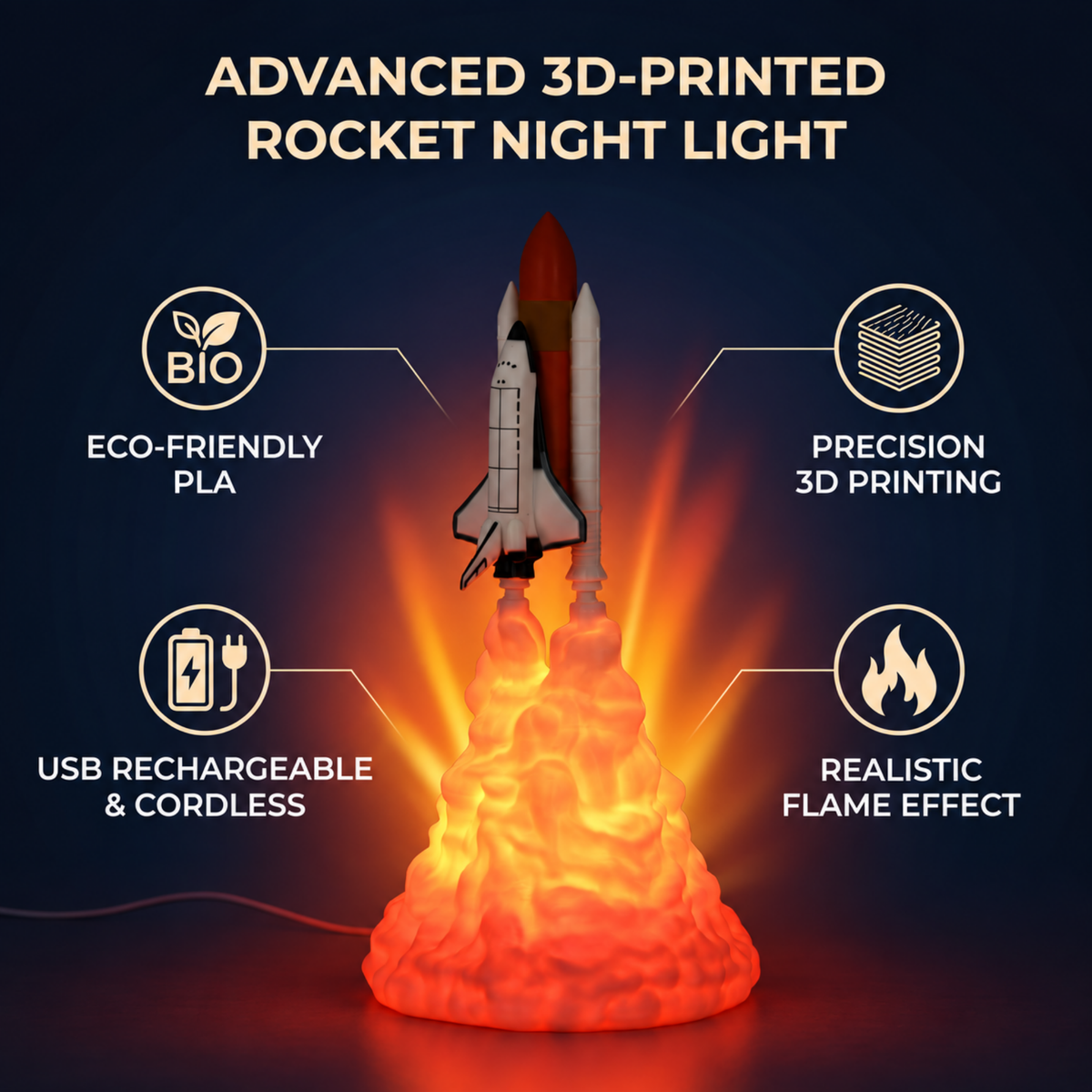3D Printed Rocket Night Light